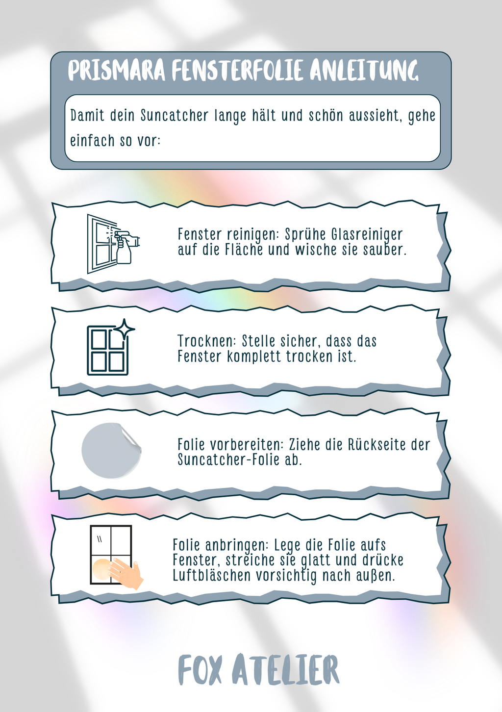 Fensterfolie - Geschenkidee - Sonnenfänger - Einfache handhabung