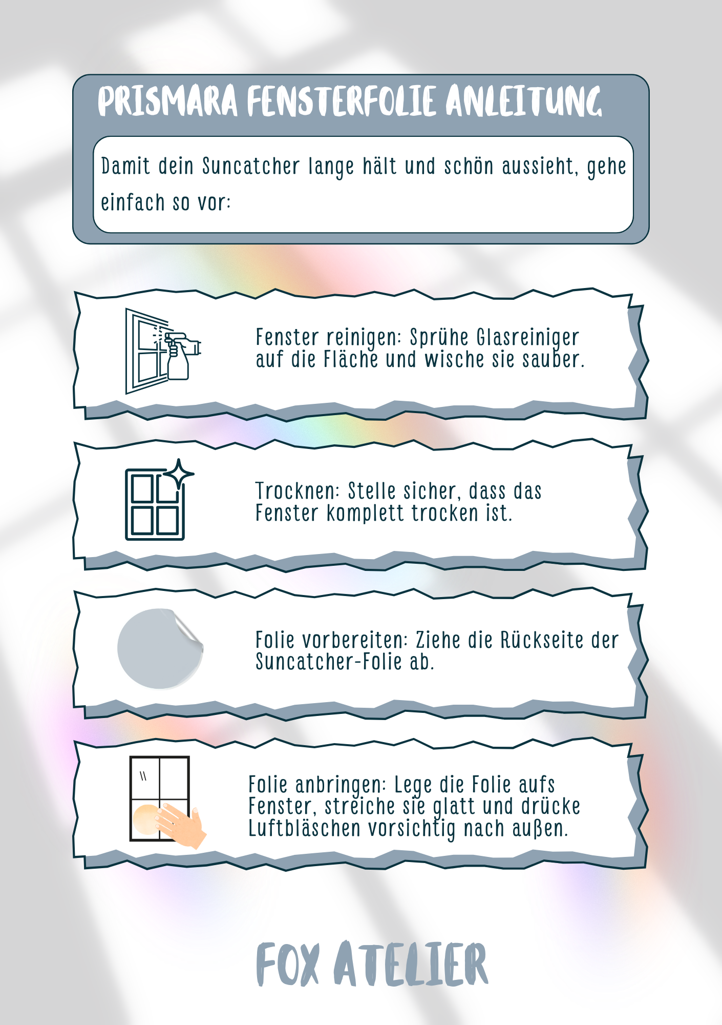 Fensterfolie - Geschenkidee - Sonnenfänger - Einfache handhabung